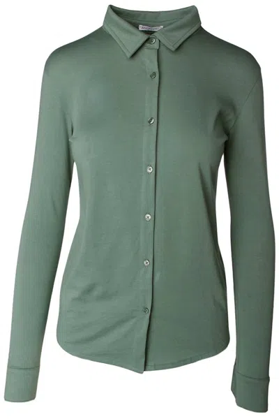 Anonym Apparel Women Ellafor Long Sleeve Button Tee In Forest In Green