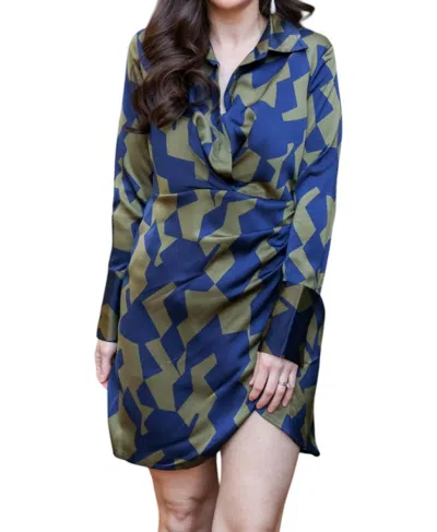 Anonyme Quincy Dress In Blue/green