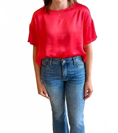 Anonyme Silky Crewneck Top In Red