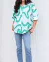 Anonyme Teodora Shirt In Emerald Wave In Multi