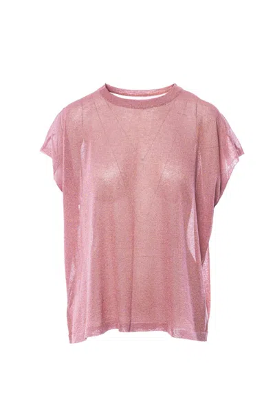 Anonyme Women's Lurex Knitwear Blouse In Nude In Pink