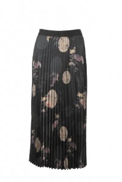 Anonyme Women's Pleated Long Skirt In Black Floral