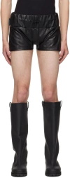 Anonymous Club Black Drawstring Leather Shorts In Black