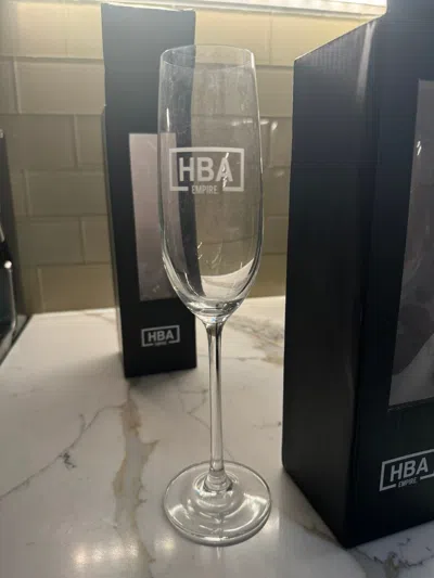 Pre-owned Anonymous Club X Hood By Air Empire Wine/champagne Glasses Set Of 2 Archive In Clear