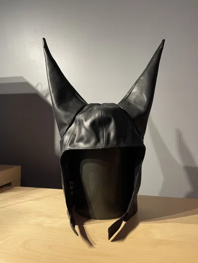 Pre-owned Anonymous Club X Hood By Air Shayne Oliver Anonymous Club Hba Dunce Leather Hat In Black