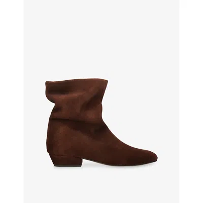 Anonymous Copenhagen Womens Vully Suede Heeled Ankle Boots Dark Brown Eur 37 / 4 Uk