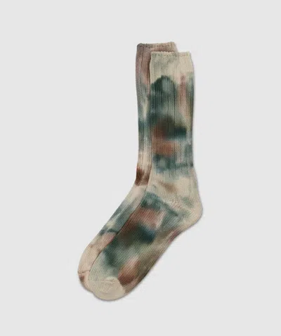 Anonymous Ism Scatter Dye Crew Sock In Khaki Melange