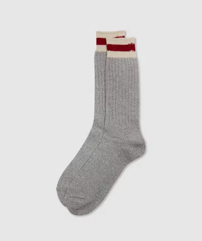 Anonymous Ism Tuck Cuff Stripe Crew Sock In L. Grey Melange