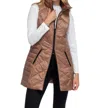 Anorak Chevron Quilted Long Vest In Taupe In Grey