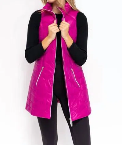 ANORAK CHEVRON QUILTED VEST IN HOT PINK