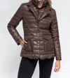 Anorak Double Up Quilted Puffer Jacket In Chocolate Brown In Multi