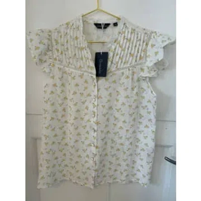 Anorak Graciela Cheesecloth Capped Sleeve Blouse Yellow Floral Ditsy Print