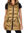 Anorak Long Down Puffer Vest In Bronze In Brown