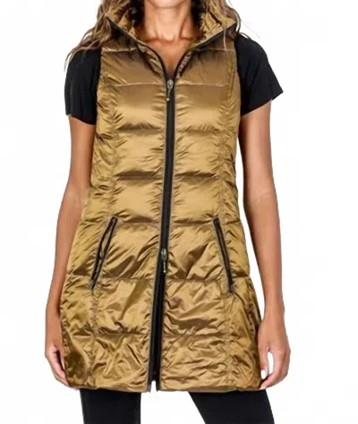 Anorak Long Down Puffer Vest In Bronze In Brown