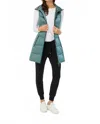 Anorak Long Metallic Down Vest In Kryptonite In Green