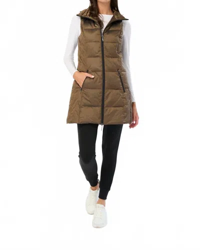 Anorak Long Metallic Down Vest In Toffee In Green
