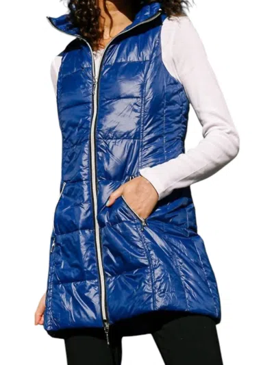 Anorak Long Puffer Vest In New Blue