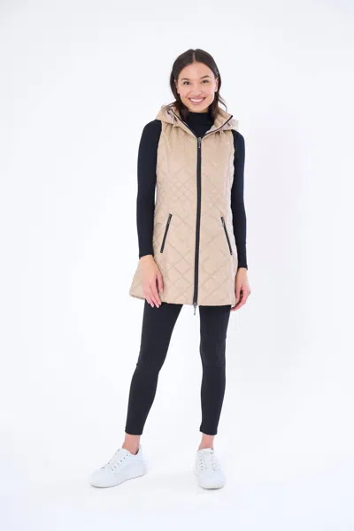 Anorak Long Quilted Vest In Camel In Neutral