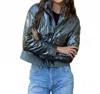 Anorak Metallic Aviator Jacket In Charcoal In Gray