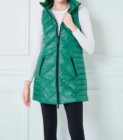 Anorak Metallic Chevron Quilted Vest In Emerald In Green