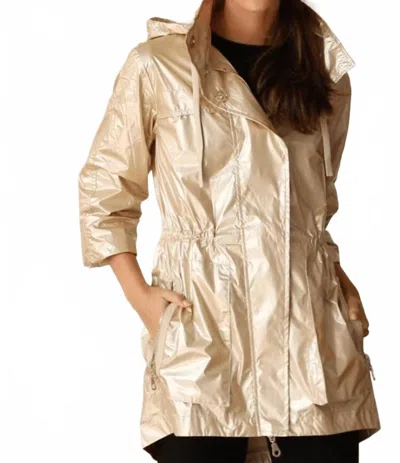 Anorak Metallic Water Repellent Rain Jacket With Hood In Champagne In White