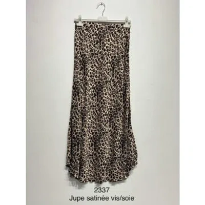 Anorak Noeline Leopard Print Maxi Skirt Satin One Size In Animal Print