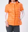 Anorak Short Sleeve Quilted Puffer Jacket In Solar Orange In Orange