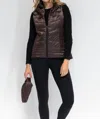 Anorak Stitched Fashion Vest In Chocolate In Gold