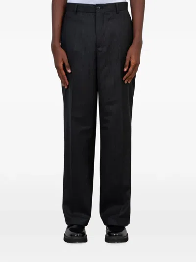 Another Aspect 2.0 Pinstripe-pattern Trousers In Black