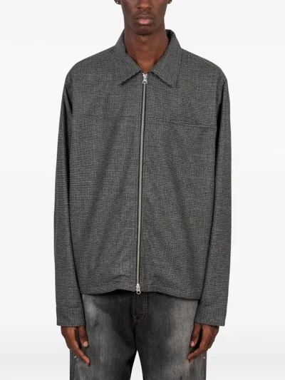 Another Aspect 3.0 Check Zip-up Shirt Jacket In Gray