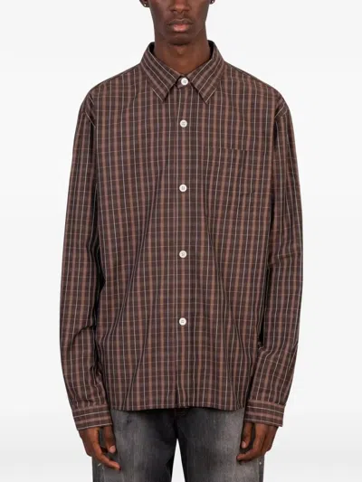 Another Aspect 4.0 Check-pattern Shirt In Brown