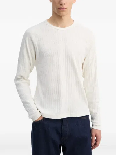 Another Aspect Another T-shirt 4.0 Ribbed-knit Raglan-sleeve In White