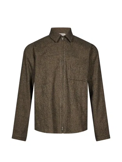 Another Aspect Check-pattern Zip-up Overshirt In Brown