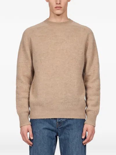 Another Aspect Crew-neck Knitted Sweater In Neutral
