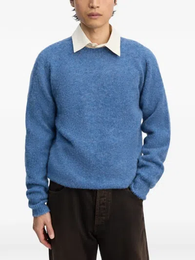 Another Aspect Crew-neck Lambswool Sweater In Blue