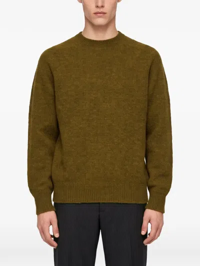 Another Aspect Crew-neck Raglan-sleeve Sweater In Brown
