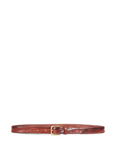 Another Aspect Croc-effect Leather Belt In Brown