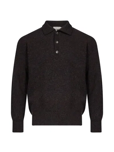Another Aspect Knitted Long-sleeve Polo Shirt In Brown