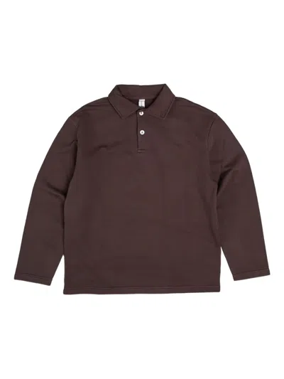 Another Aspect Long-sleeve Polo Shirt In Brown