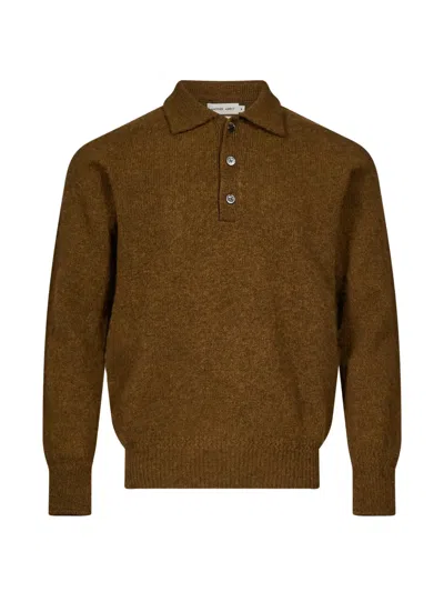 Another Aspect Long-sleeve Polo Shirt In Brown
