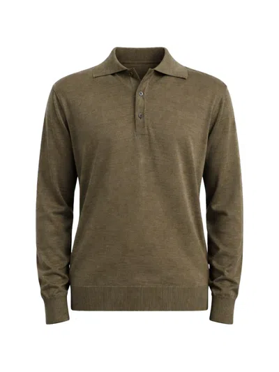 Another Aspect Long-sleeve Polo Shirt In Green