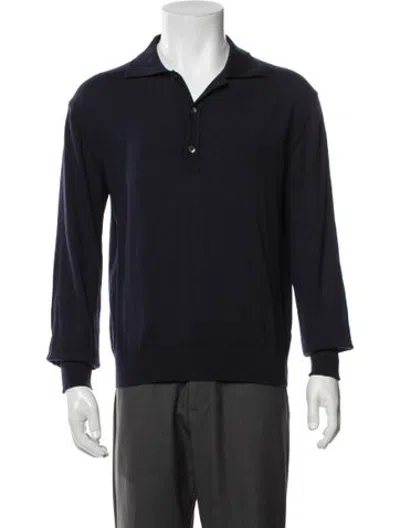 Pre-owned Another Aspect Merino Wool Collar Polo Sweater In Blue
