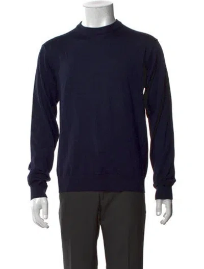 Pre-owned Another Aspect Merino Wool Mock Neck Pullover In Blue