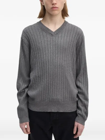 Another Aspect Ribbed V-neck Sweater In Pattern