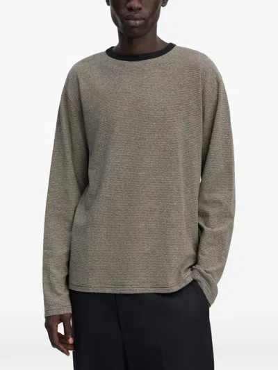 Another Aspect Striped Long-sleeve T-shirt In Gray