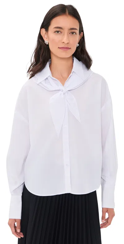 Another Girl Boxy Shirt With Neck Scarf White