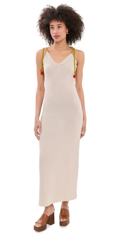 Another Girl Cherry Strap Cami Midi Dress Cream In Neutral