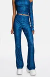 ANOTHER GIRL GENE WAVY CHECK FLARE PANTS IN BLUE CHECK