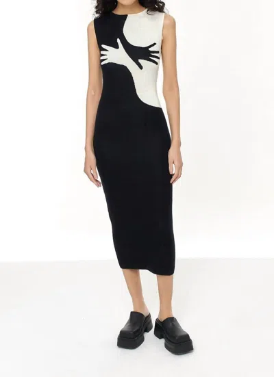 Another Girl Handsy Knit Midi Dress In Black Cream