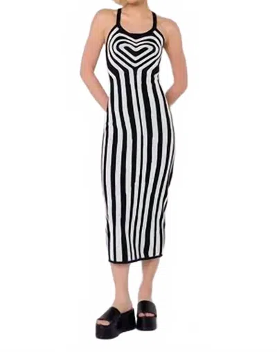 Another Girl Heart Knit Midi Dress In Black